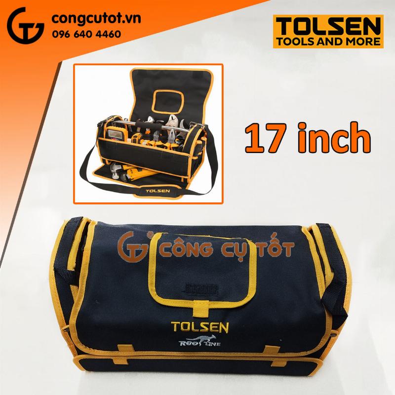 Một người đàn ông đang đeo ba lô đồ nghề màu xám, bên trong có các ngăn xếp gọn gàng đựng tua vít, cờ lê và các dụng cụ khác, tạo cảm giác chuyên nghiệp và tiện lợi.