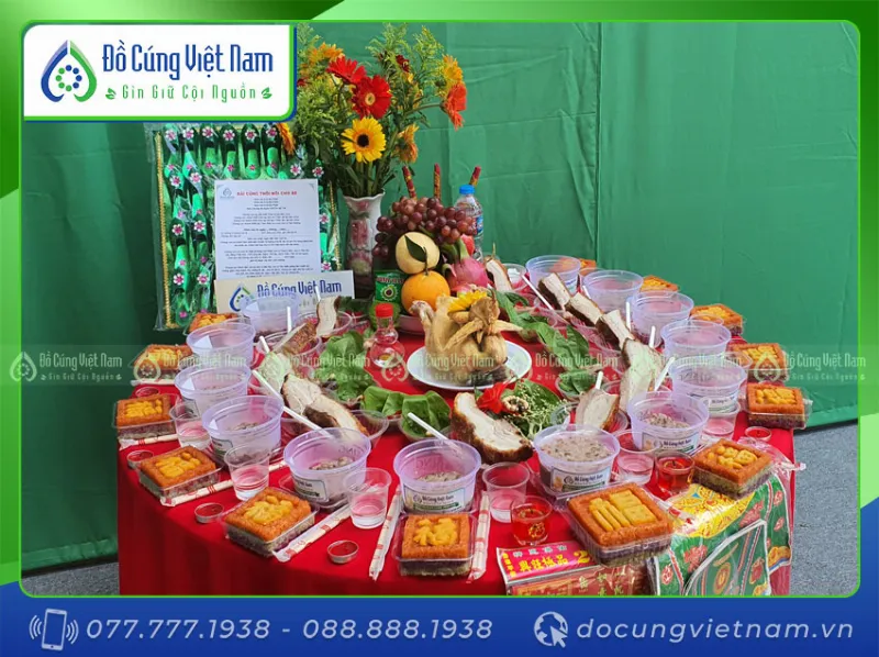 đặt mâm cúng thôi nôi bé trai miền nam