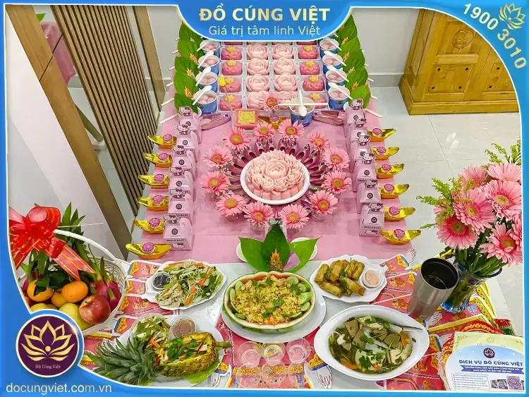 Hình ảnh mâm cúng thôi nôi CHAY