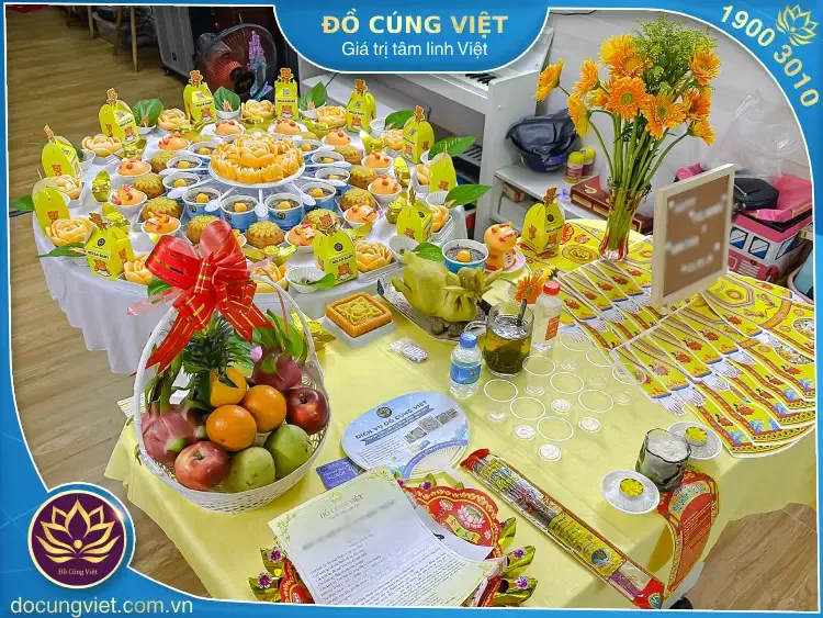 Hình ảnh mâm cúng thôi nôi gồm những gì