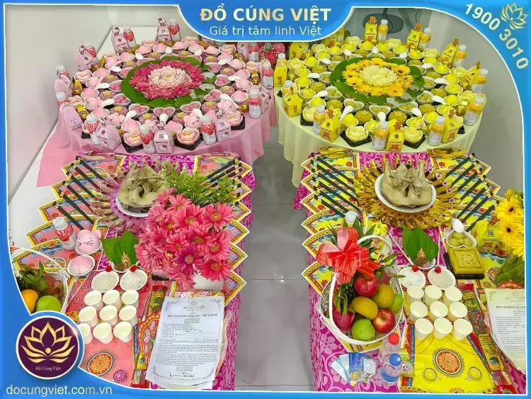 Hình ảnh mâm cúng thôi nôi SINH ĐÔI