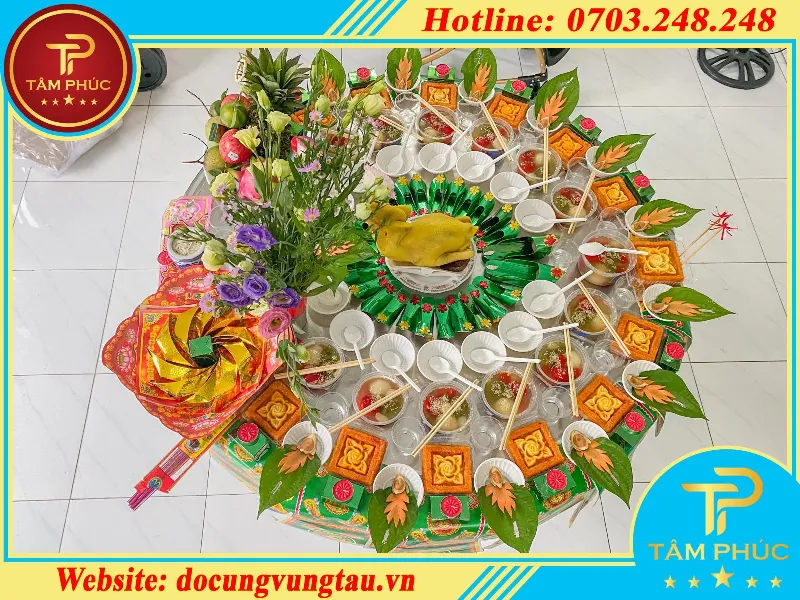 mâm cúng thôi nôi bé gái miền nam đơn giản