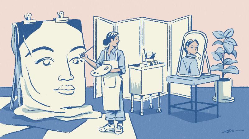 Các ô minh họa những đặc điểm có thể tả về người thân: ngoại hình, tính cách, thói quen, kỷ niệm.